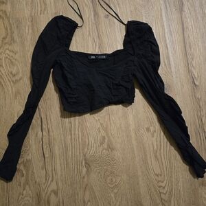 Zara Black Long Sleeve Crop Top